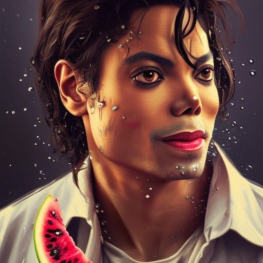 Hyperrealistic Portrait of Person Eating Watermelon