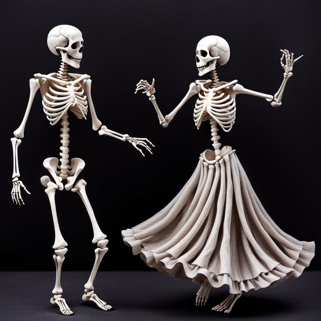 Dancing Skeleton Lovers Embrace