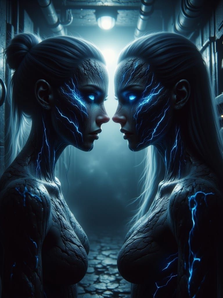 Ethereal Women in Intense Confrontation