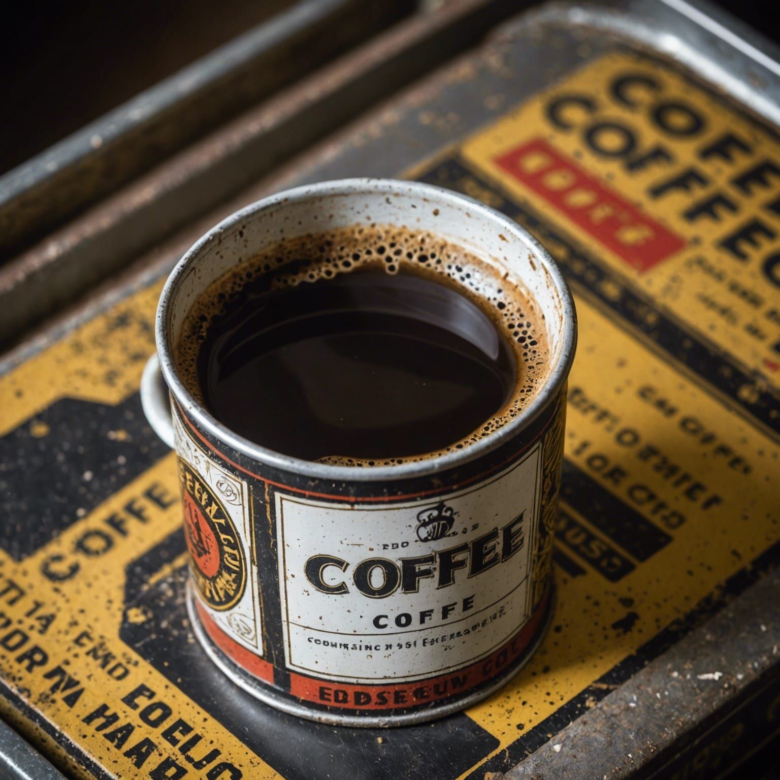 Vintage 1930s Coffee Tin Close-Up