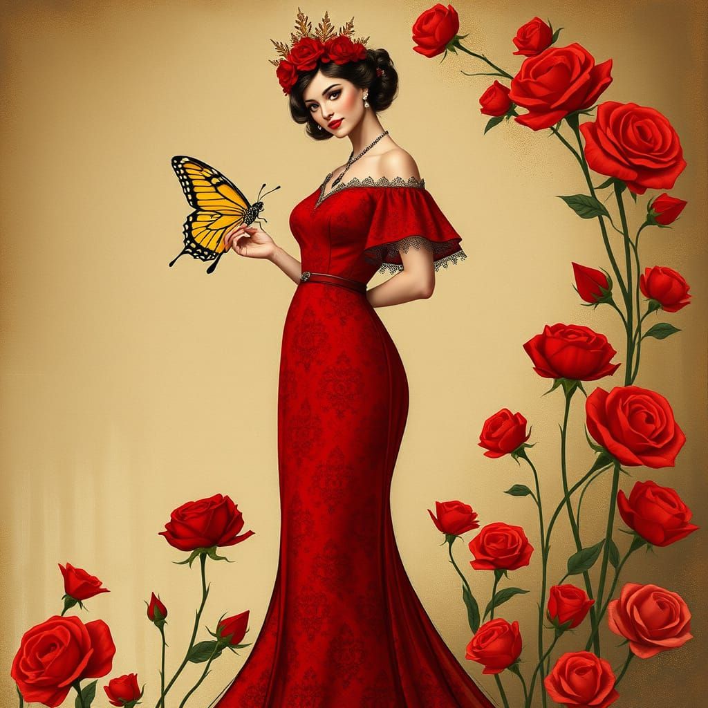 Elegant Queen of Jewels in Art Deco Style