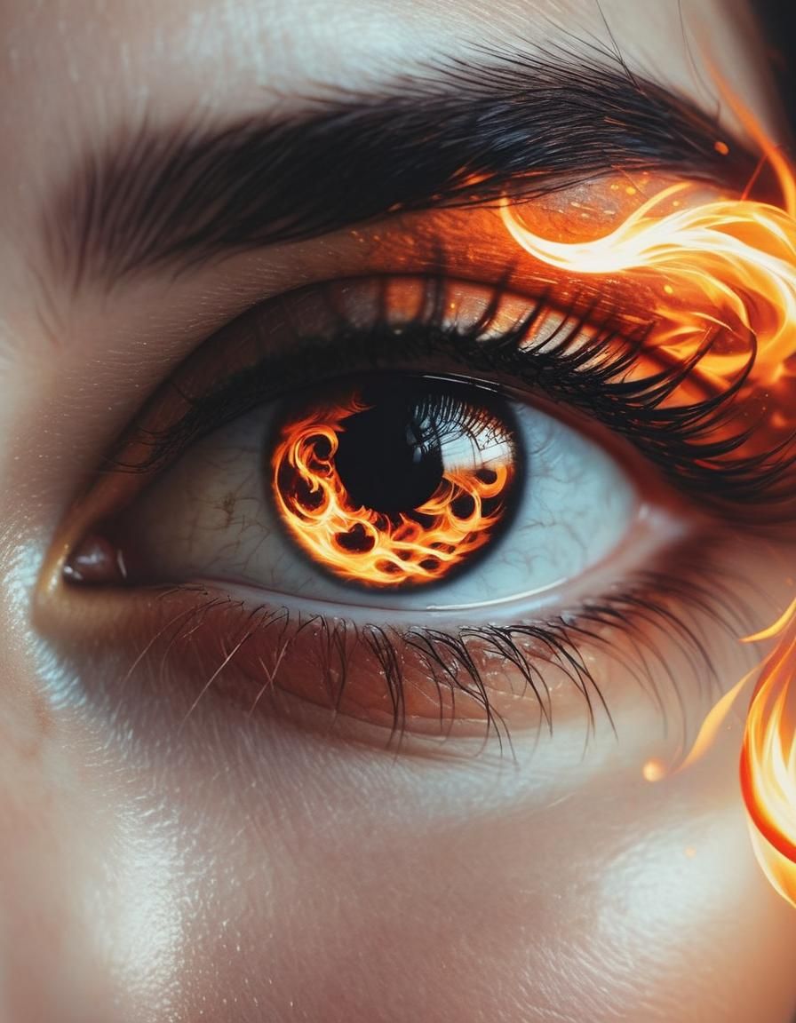 Fiery Eye Close-Up in a Surreal Style