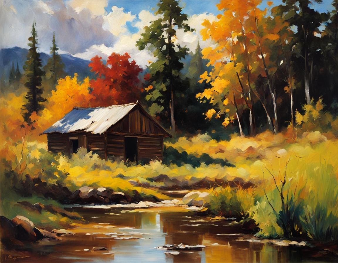 Melancholic Old Man in Forest: An Oil Painting