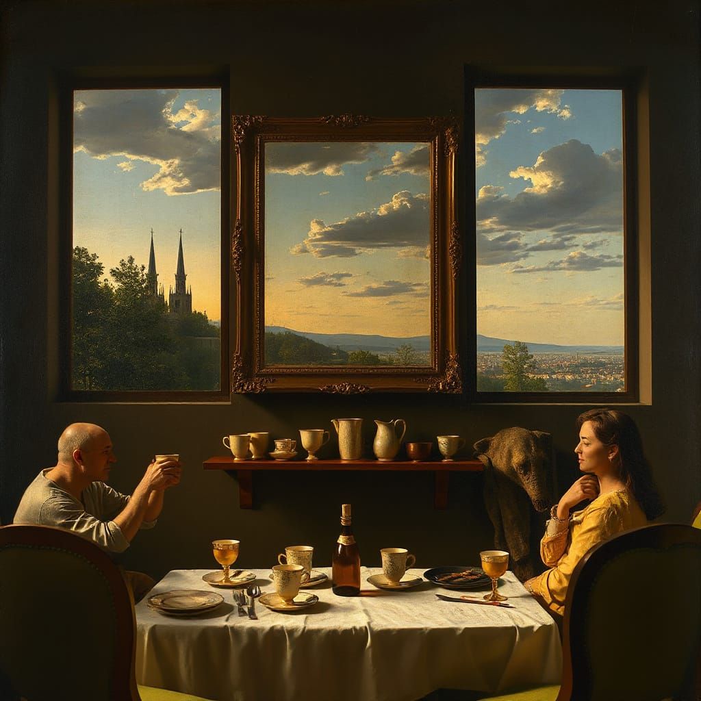 Gilded Halls and Empty Souls in Modigliani-Caravaggio Style