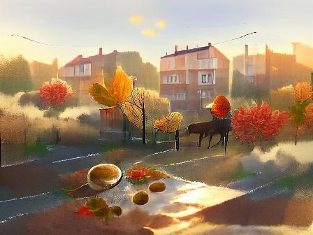 Minimalist Autumn Morning Landscape