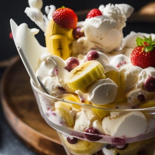 Cinematic Banana Split Ice Cream Digital Painting