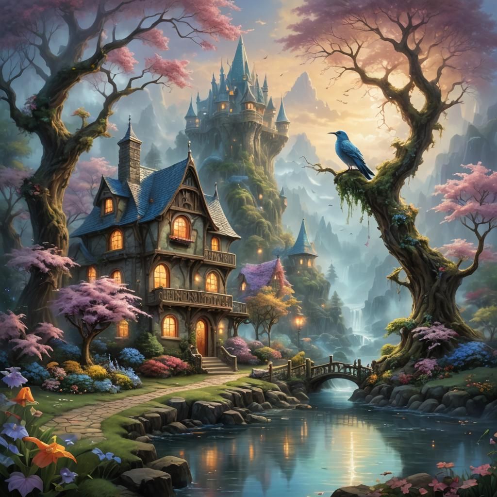 Ethereal Fantasy Creature in Misty Landscape