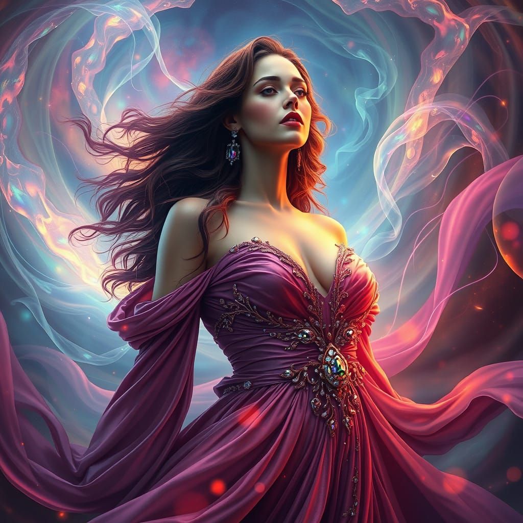 Mystical Lana Del Rey in Iridescent Aura