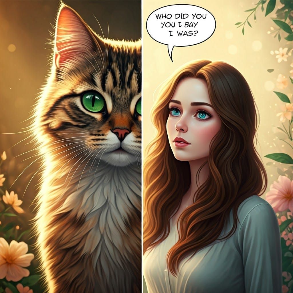 Cat to Woman Transformation in Dreamy Romantic Style