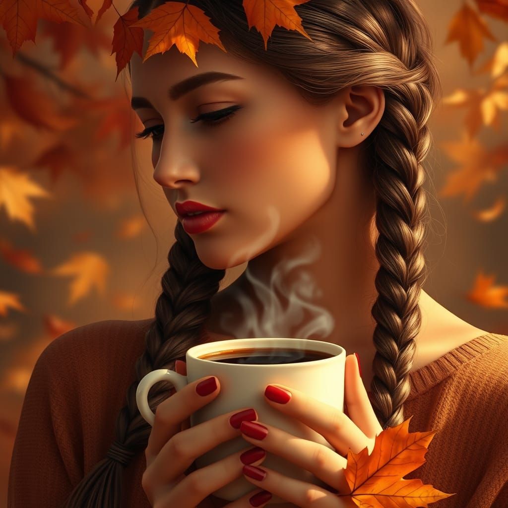 Autumn Silhouette with Coffee Aroma
