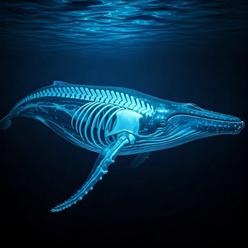 Glowing Ghost Whale Illuminates Dark Ocean