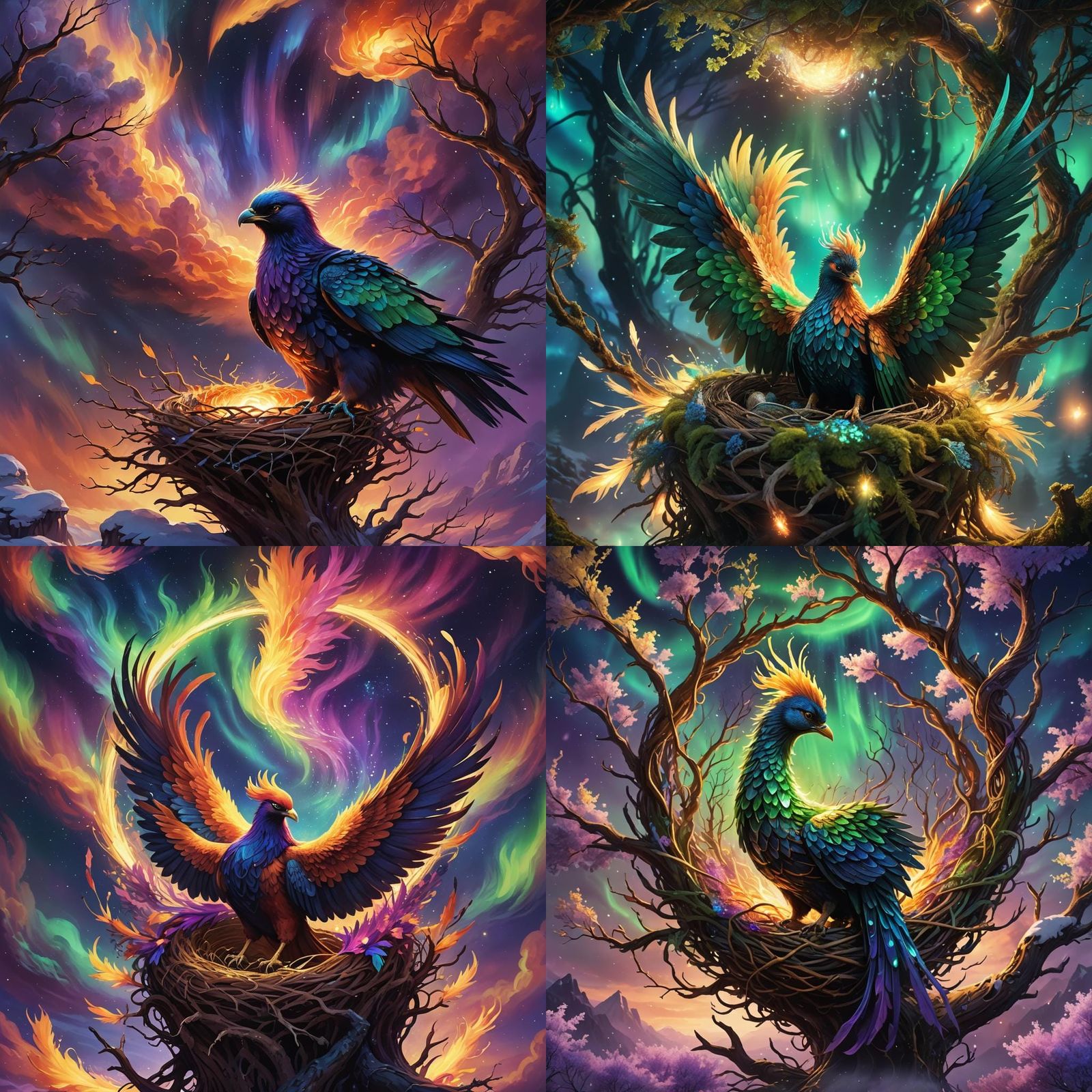 Aurora Borealis Phoenix Nest: Fantasy Concept Art