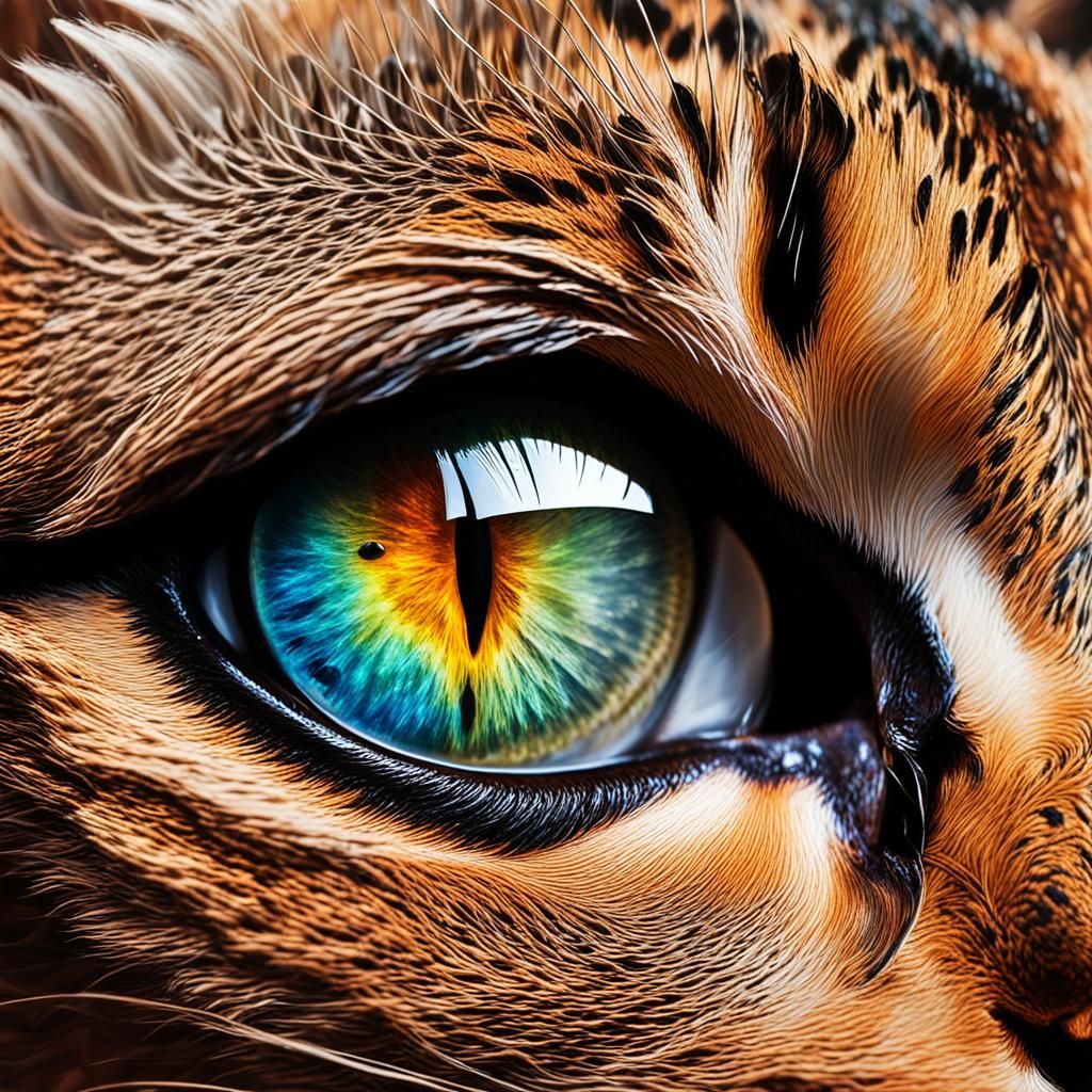 Hyperrealistic Cat Eye with Splash Art Background