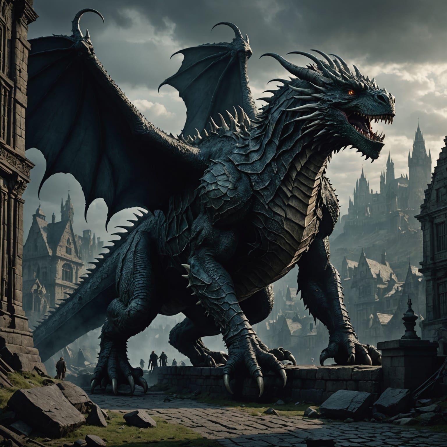 Epic Frankenstein Dragon Digital Matte Painting