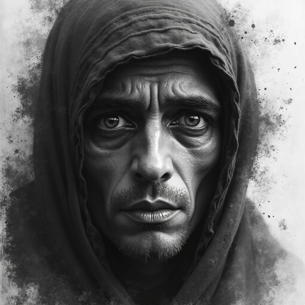 Abstract Portrait: Eyes Reflecting Misery