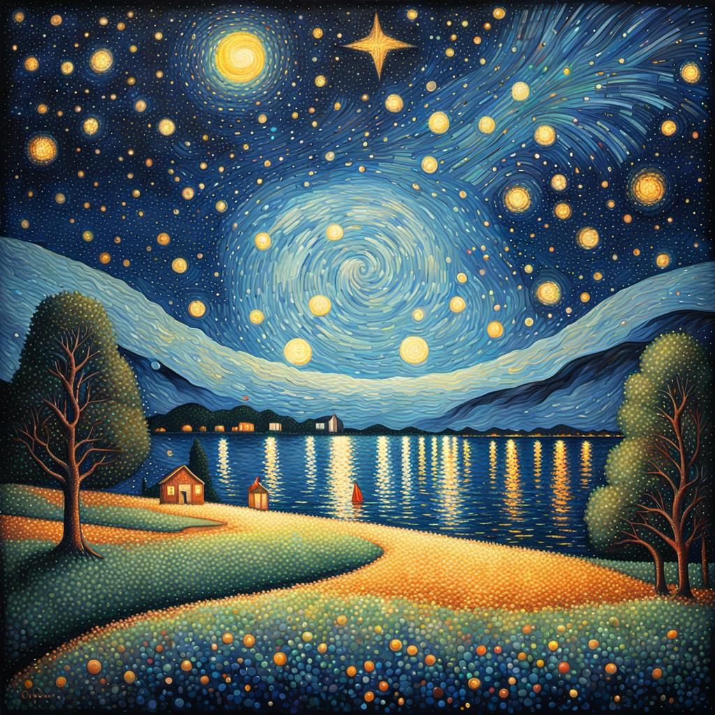 Pointillist Starry Night Sky in HDR