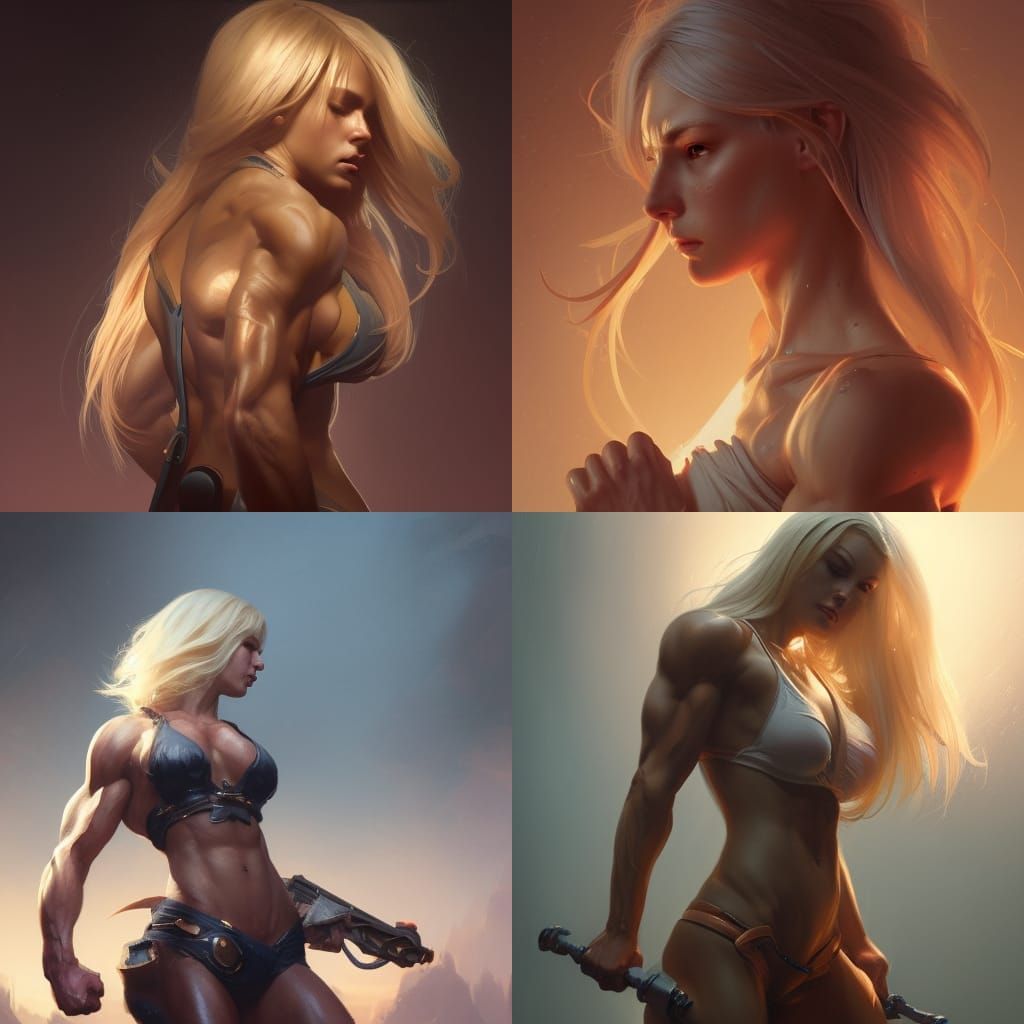 Hyperdetailed Muscle Girl in Dark Fantasy Style