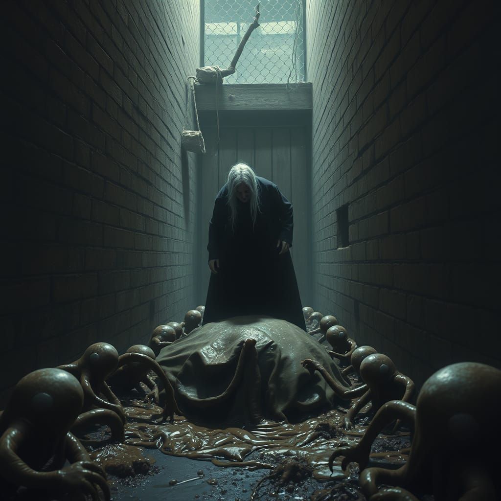 Eerie Alley Trap with Slime Creatures