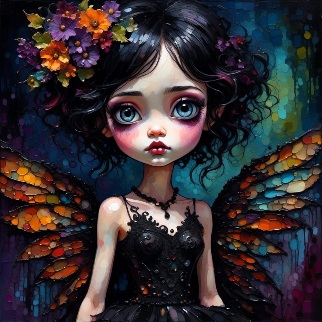 <lora:Inkwell:1.0> "full body, ultra-hd emo goth chibi pixie...