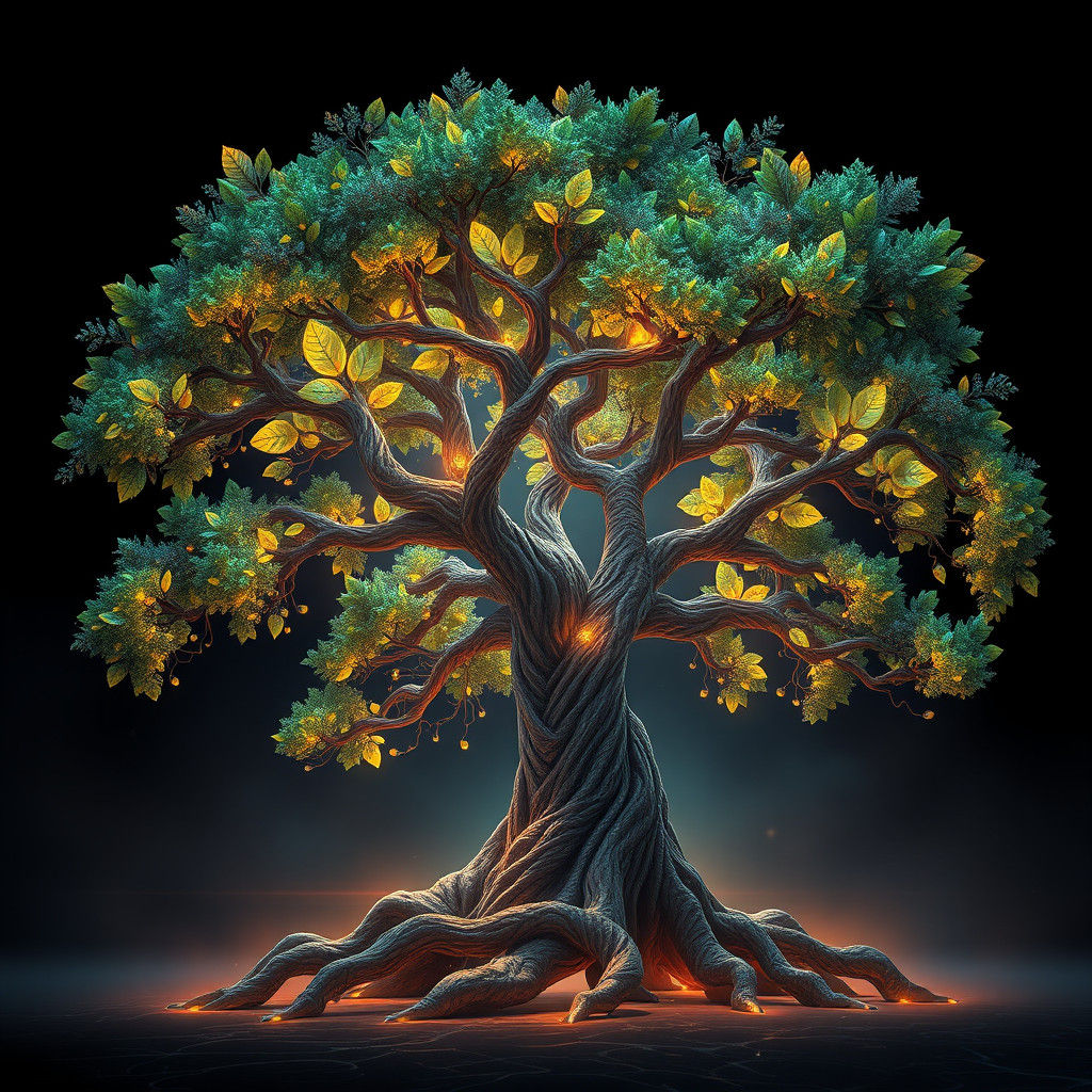 Glowing Tree of Life in High-Fantasy Style