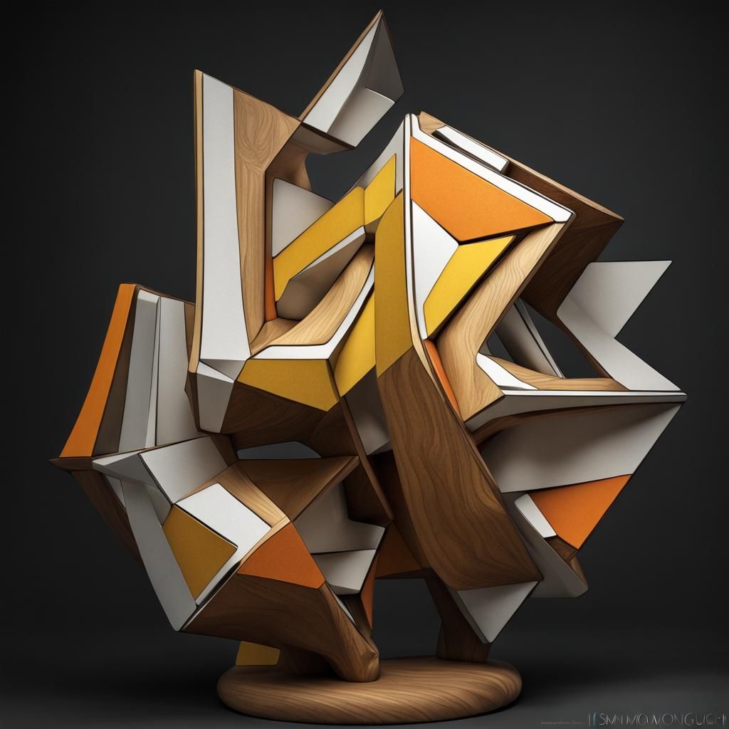 Elegant Wooden Sculpture in Art Deco Style