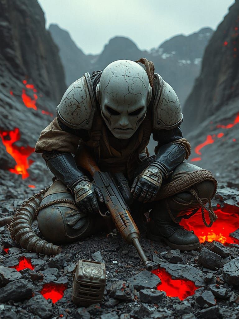 Ivkhani warrior examining an IED, battle of Khana V