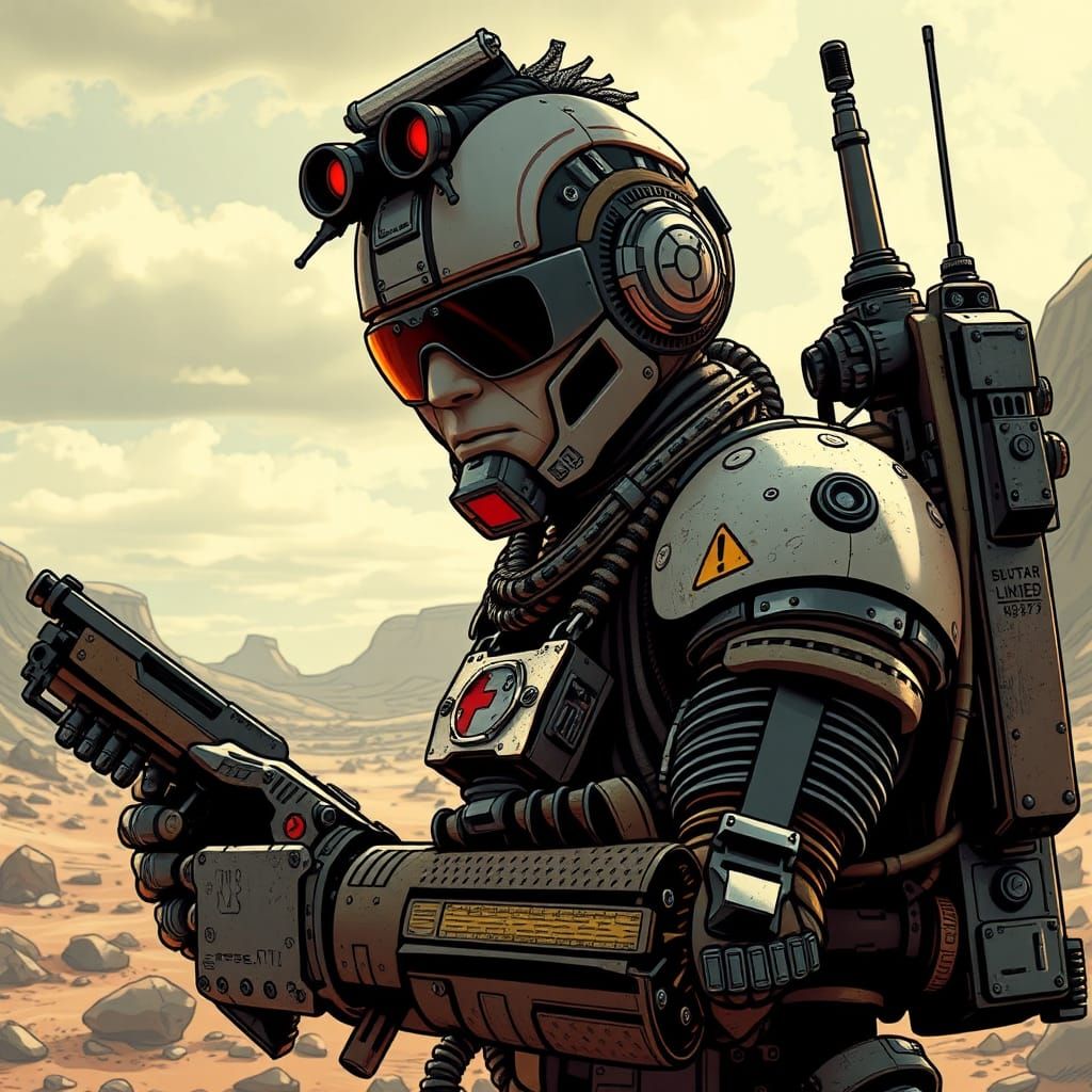 Post-Apocalyptic Comic Mech Gunslinger