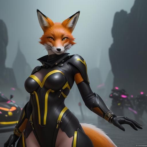 Anthro Fox Ninja with Unconscious Police Officers