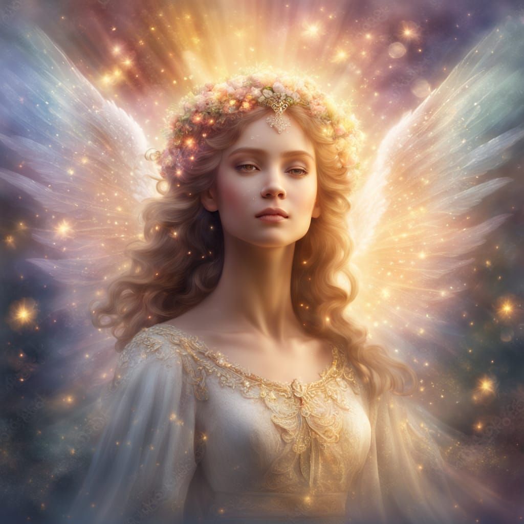 Ethereal Angel in Sparkling Light: Fantasy Artwork