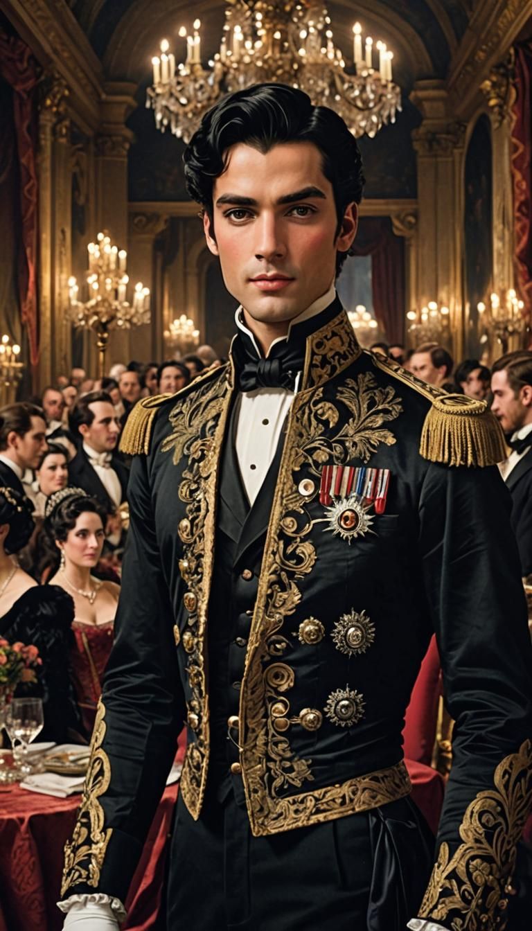 Prince in Blue Gown at Royal Ball