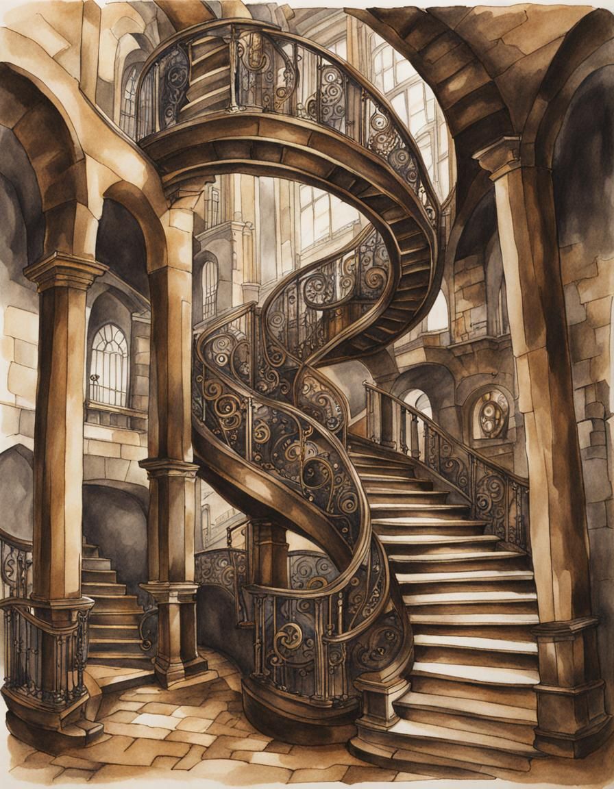 Steampunk Escher Staircase