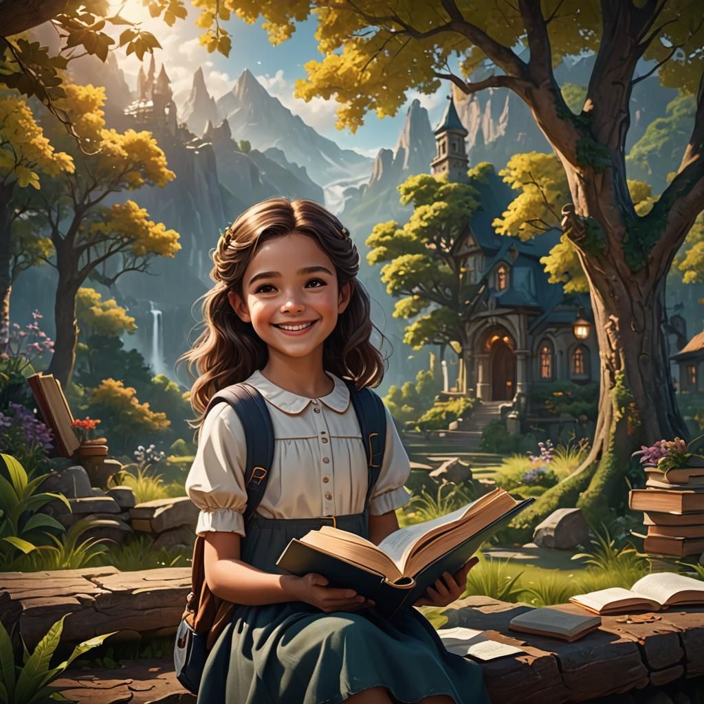 Smiling Student With Book in Clipart Style