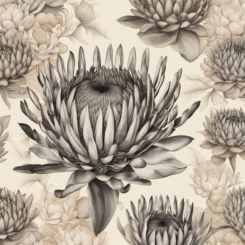 Protea Ink Drawings