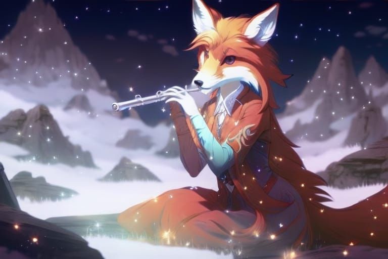 Fox's Moonlit Serenade: A Fantasy Masterpiece
