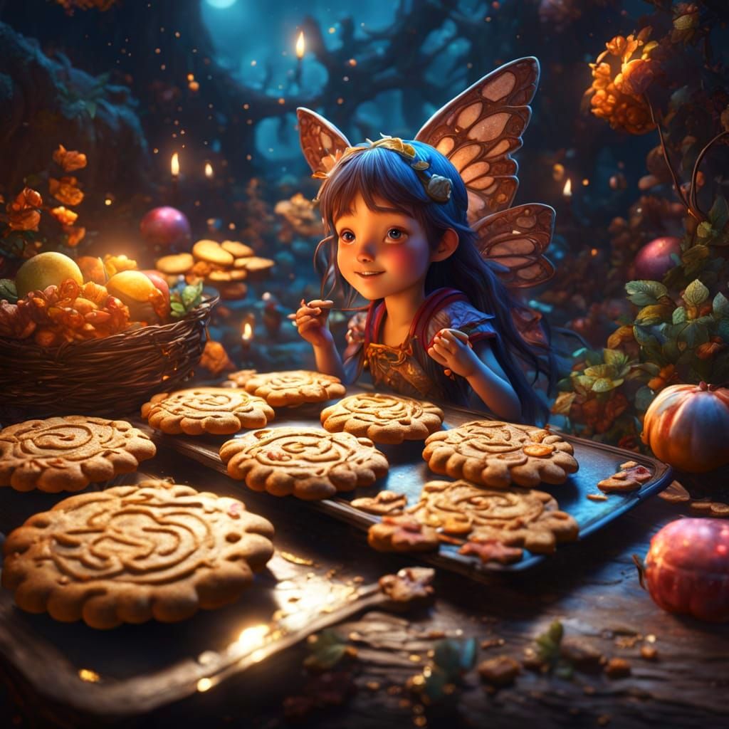 Fantastical Cookie Fairy in Detailed Digital Painting
