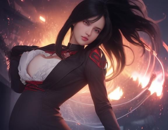 Voluptuous Character in Dress Suit, Ultra-Photorealistic