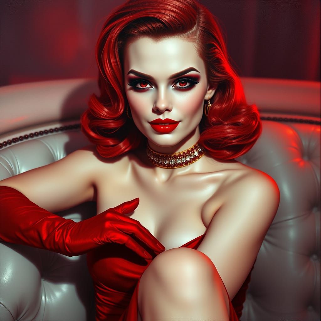 Seductive Goth Siren in a Velvet Nightclub