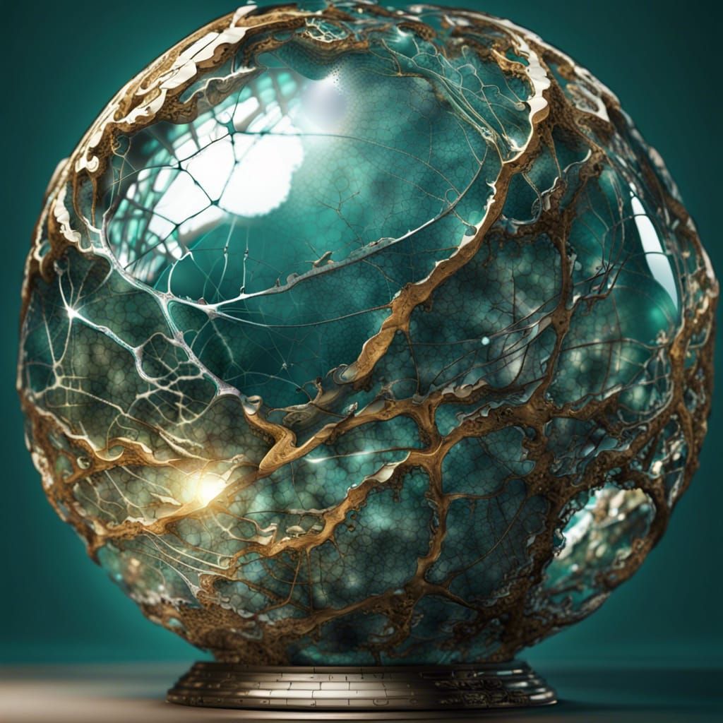 Cracked Glass Sphere with Fractal Effects