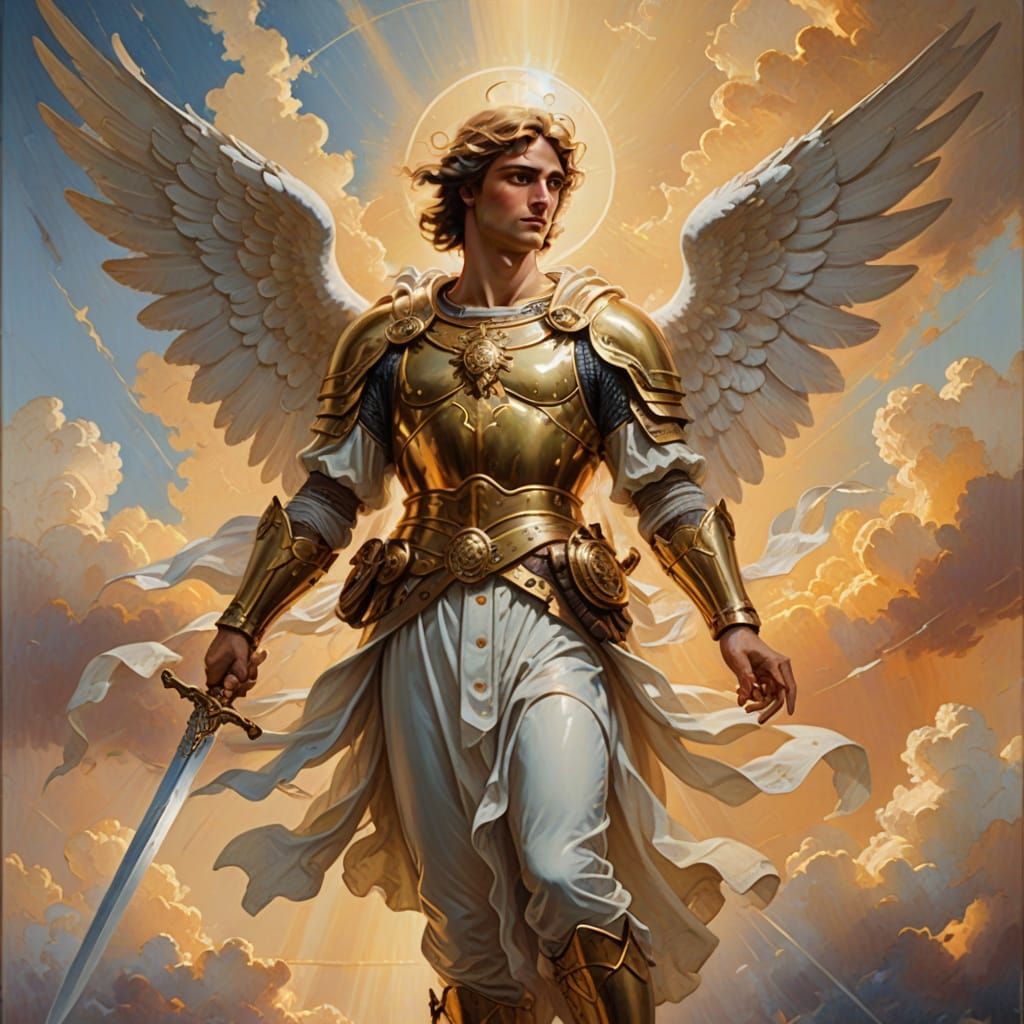 Angel of Light: Gentle Archangel Michael in Ethereal Oil Pai...