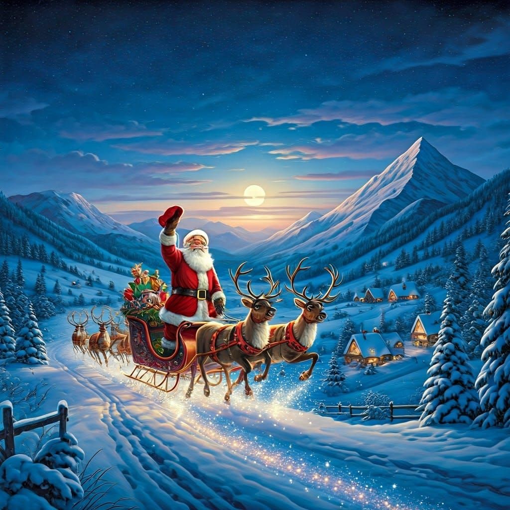 Santa's Sleigh Ride Through a Starry Night