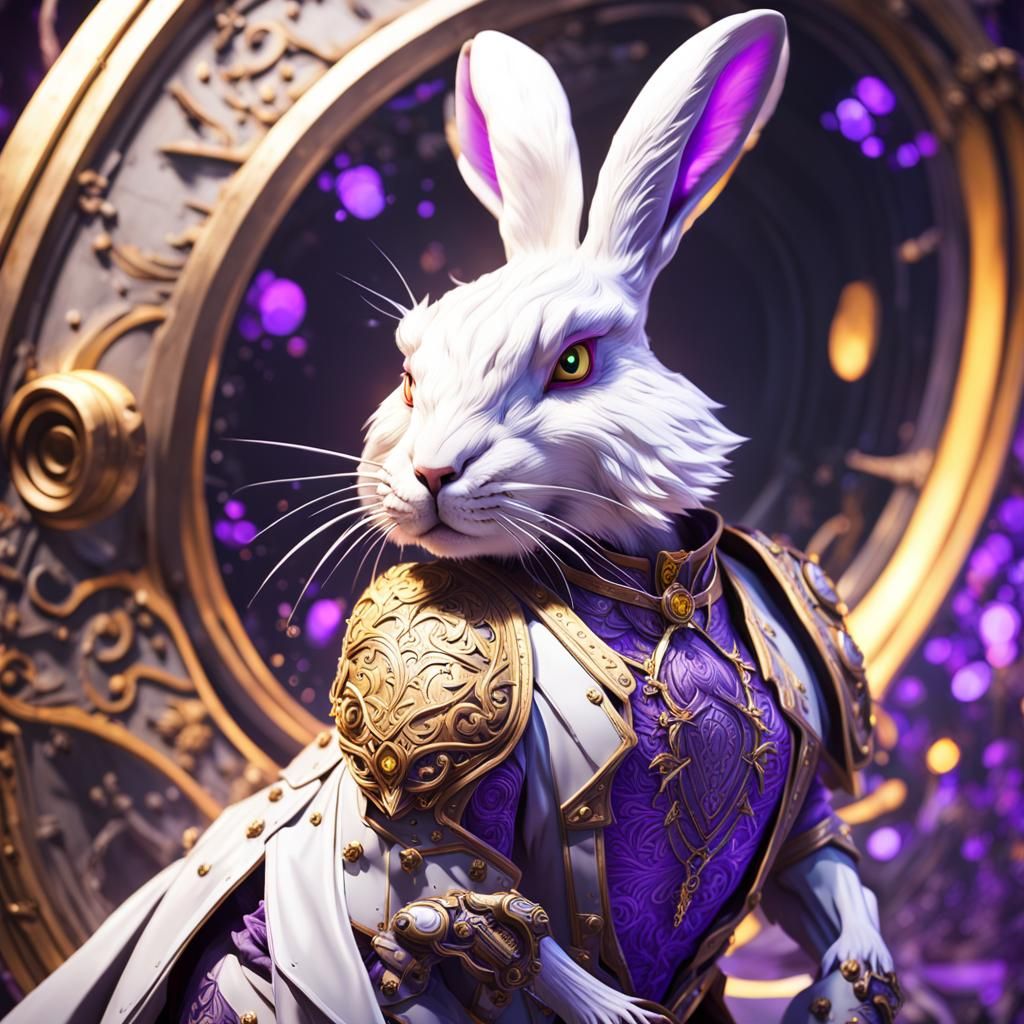 White Rabbit in Dark Fantasy Style