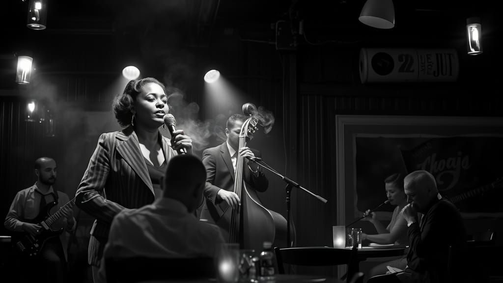 Vintage Jazz Trio Captured in Moody Black and White
