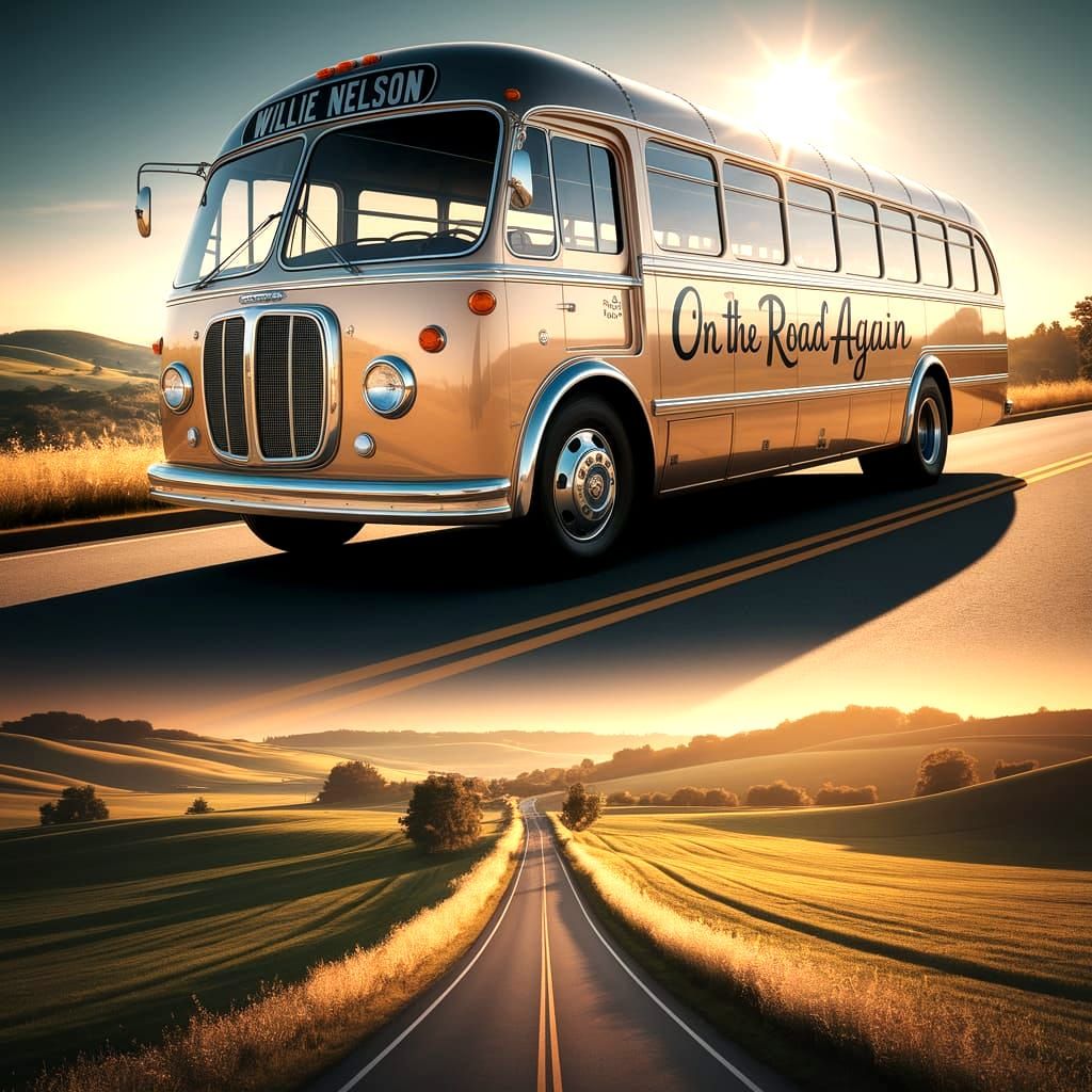 Vintage Willie Nelson Bus on Rural Road