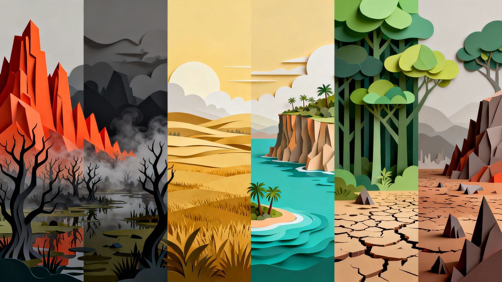 Fantasy Biomes Panoramic Vector Art