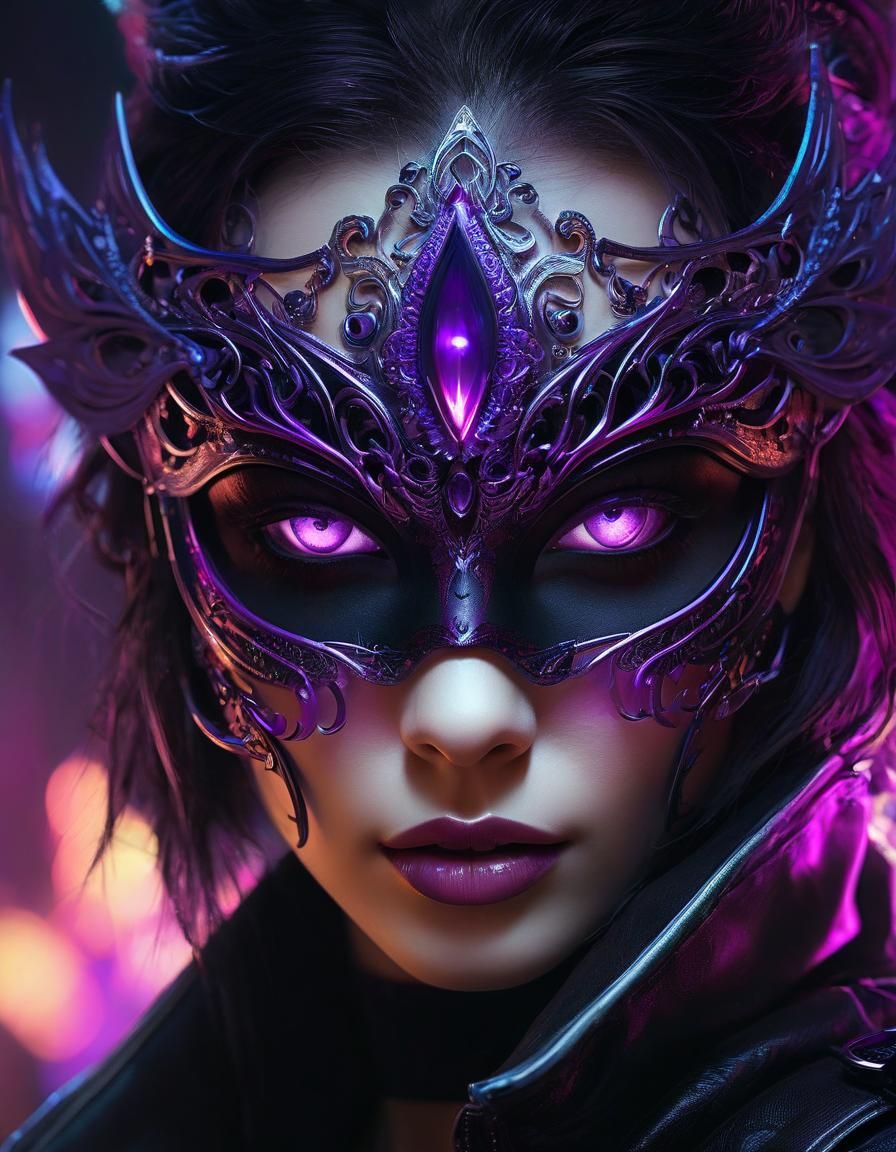 Cyberpunk Masquerade: A Neon Fantasy Portrait