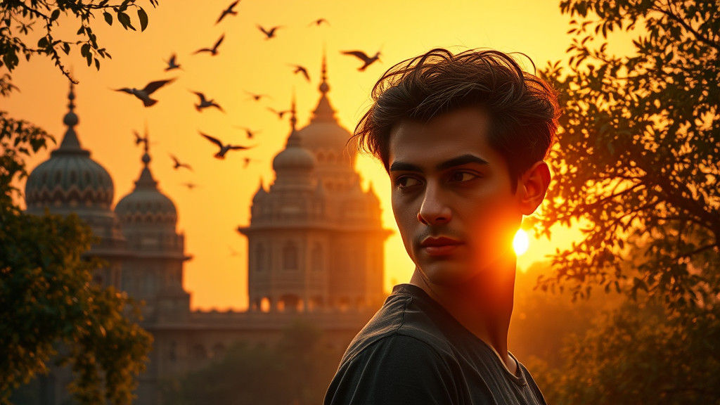 Aligarh Temples at Sunset in Hyperrealistic Splash Art