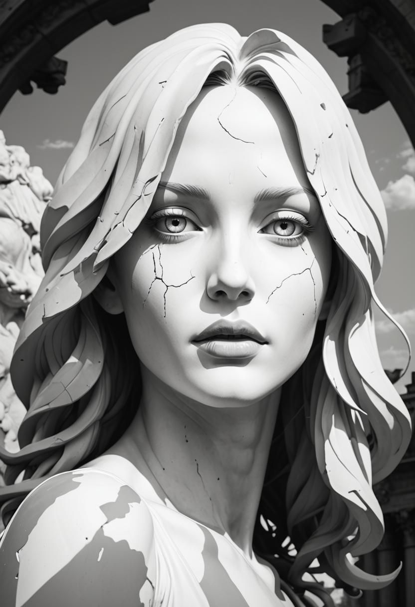 Young Venus Statue in Photo-Surrealist Style