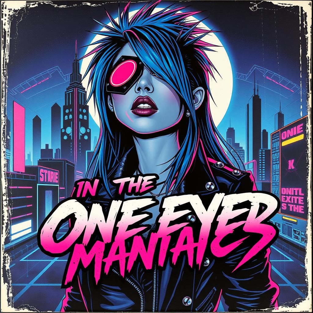 One-Eyed Woman: Punk Rock Album Art in Vaporwave Style