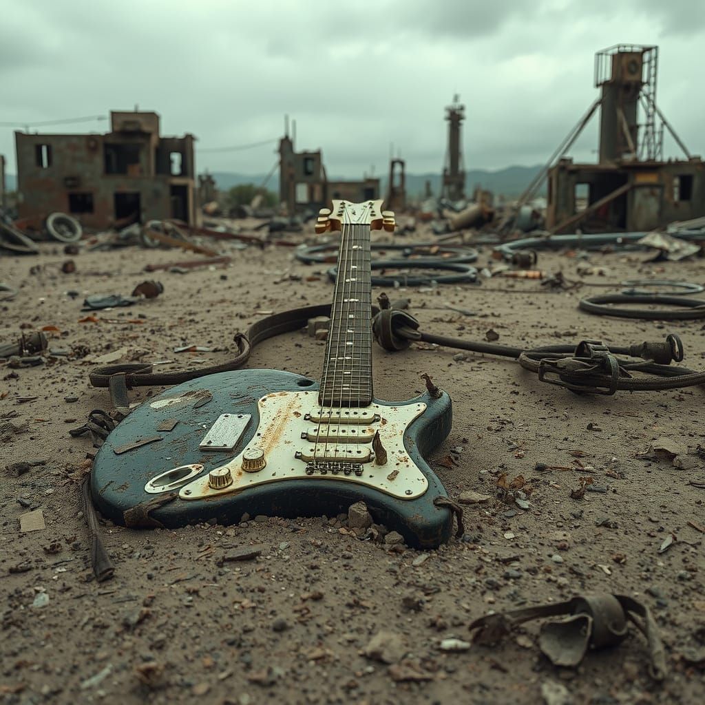 Post-Apocalyptic Guitar in Desolate Wasteland