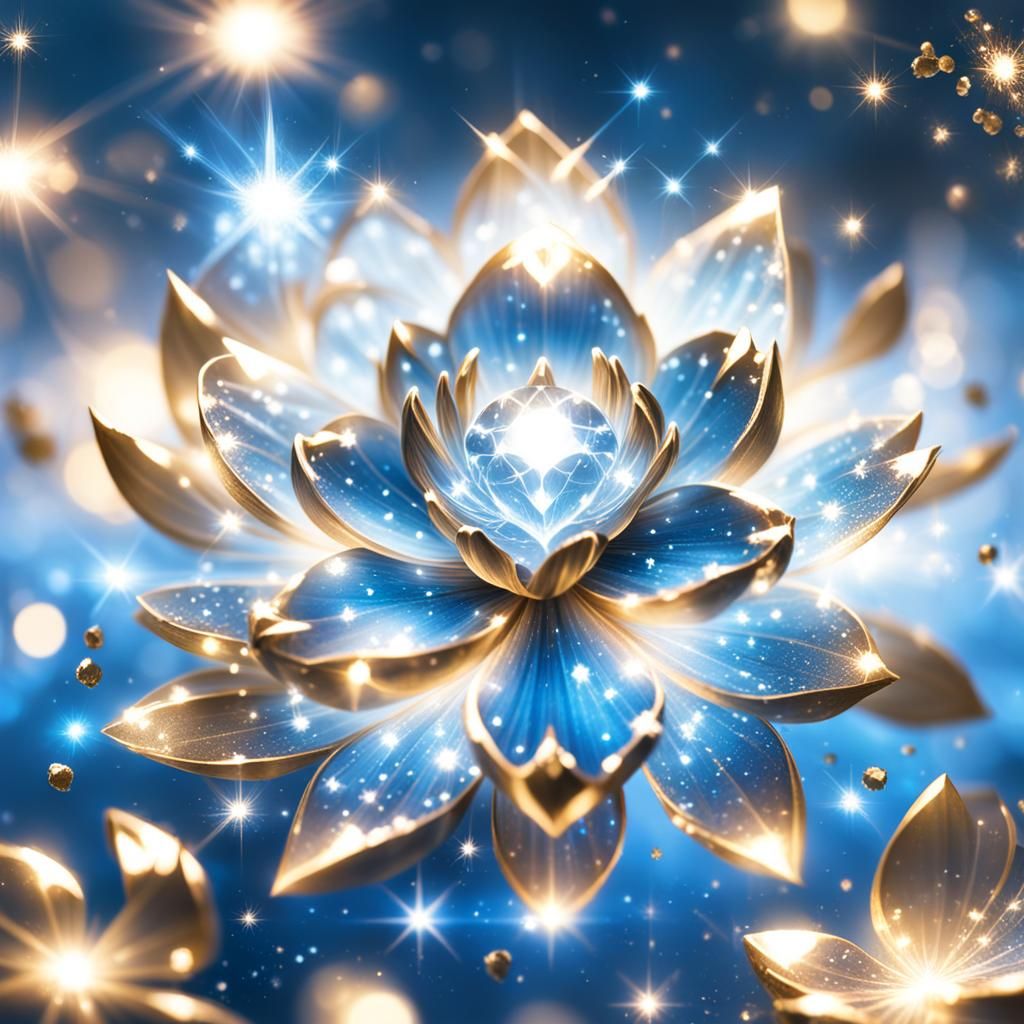 Magical Baby Blue Sakura with Gold Highlights